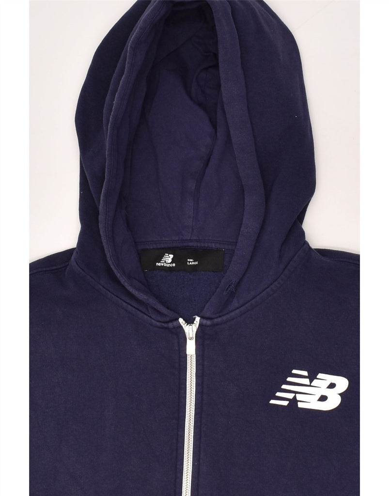 NEW BALANCE Mens Graphic Zip Hoodie Sweater Large Navy Blue Cotton | Vintage New Balance | Thrift | Second-Hand New Balance | Used Clothing | Messina Hembry 