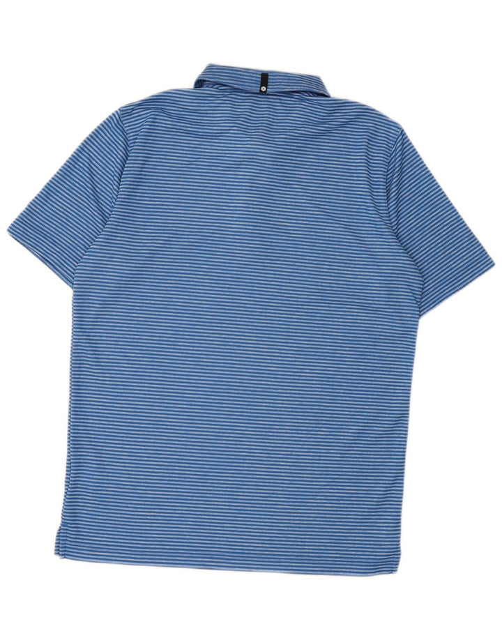 Puma Mens Polo Shirt Medium Blue Pinstripe Polyester
