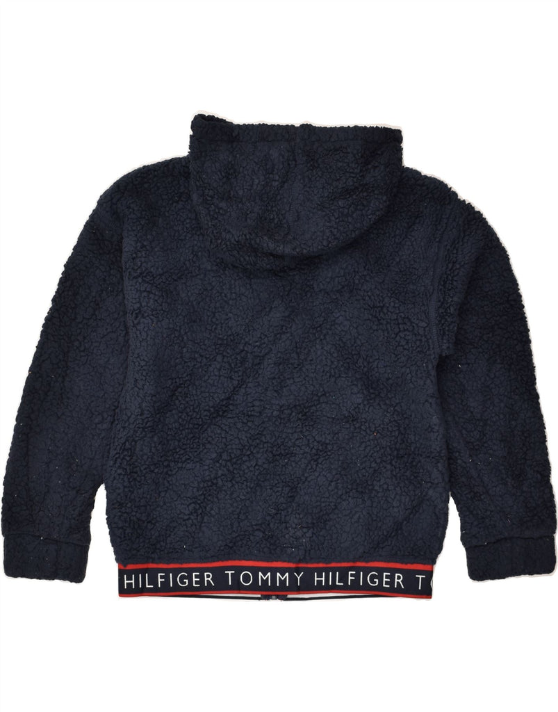 TOMMY HILFIGER Girls Hooded Fleece Jacket 15-16 Years XL Navy Blue | Vintage Tommy Hilfiger | Thrift | Second-Hand Tommy Hilfiger | Used Clothing | Messina Hembry 