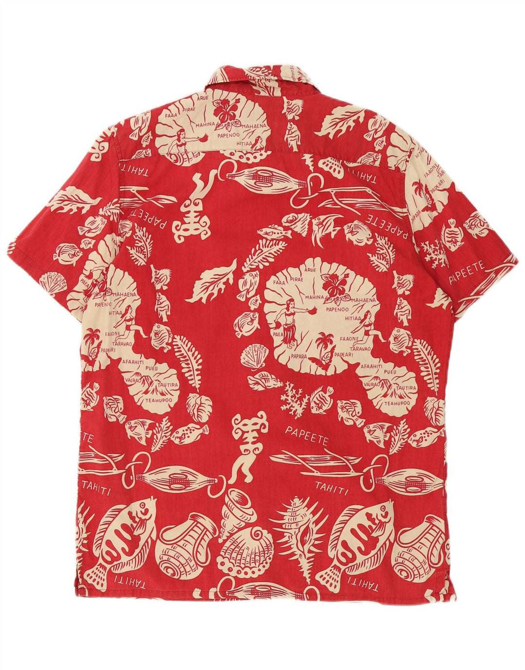 Sixty Mens Short Sleeve Shirt Large Red Floral Cotton