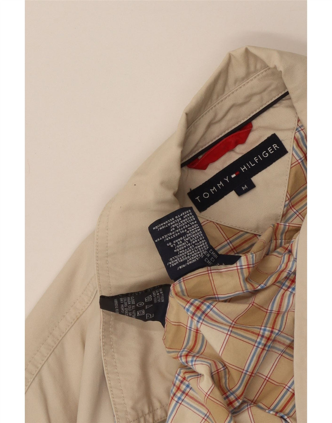 Tommy Hilfiger Mens Bomber Jacket UK 38 Medium Beige Cotton