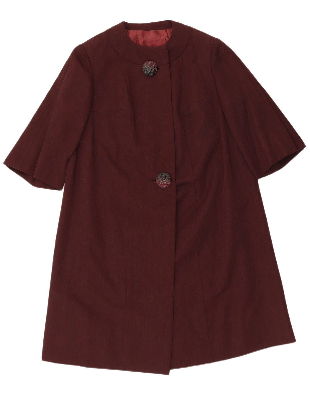 VINTAGE Womens Overcoat UK 14 Medium Maroon