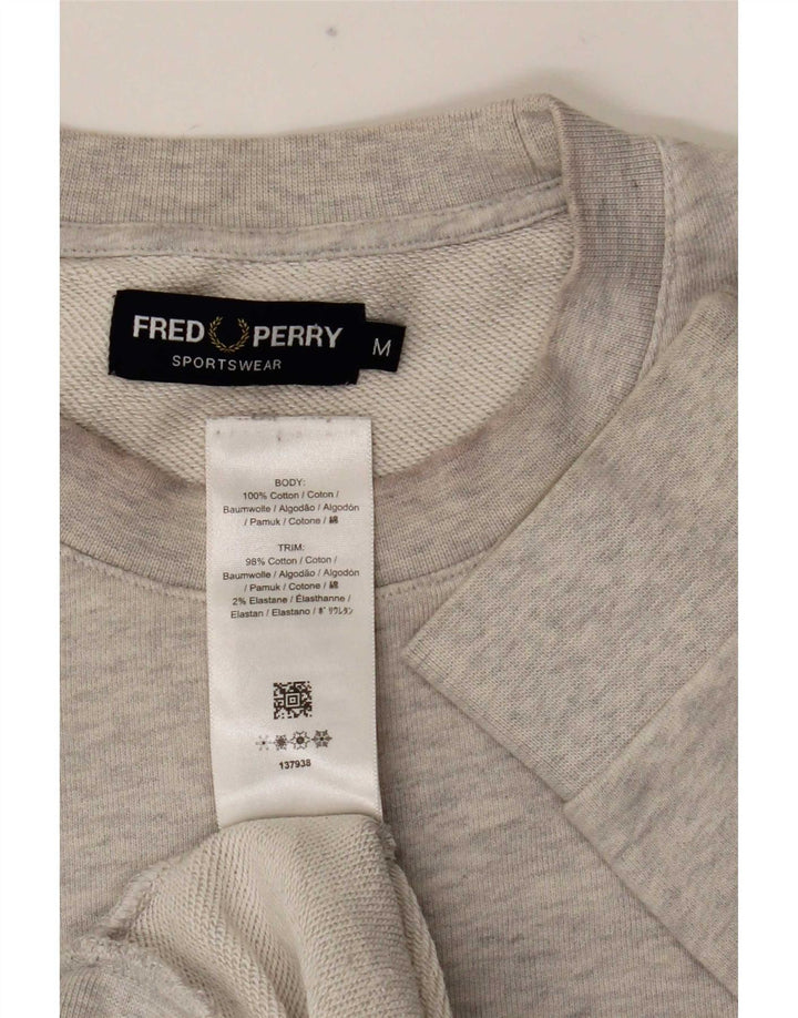 Fred Perry Mens Graphic Sweatshirt Jumper Medium Grey Cotton