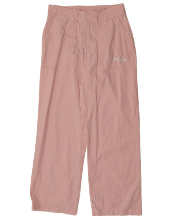 Fila Womens High Waist Wide Leg Casual Trousers Small W30 L28 Pink Cotton