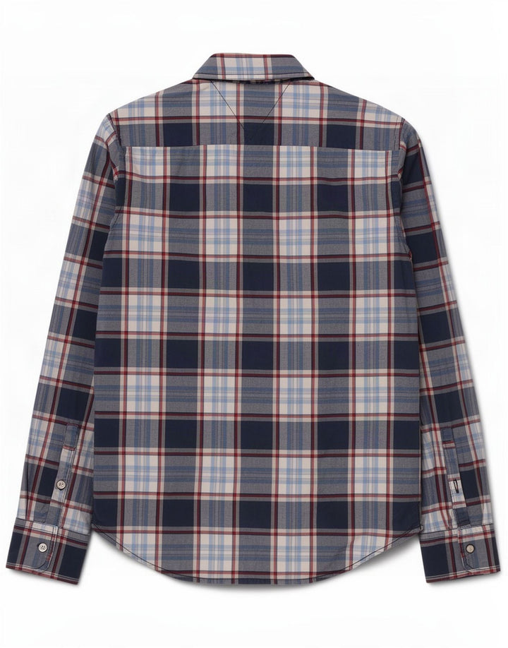 Tommy Hilfiger Mens Shirt Medium Navy Blue Check Cotton