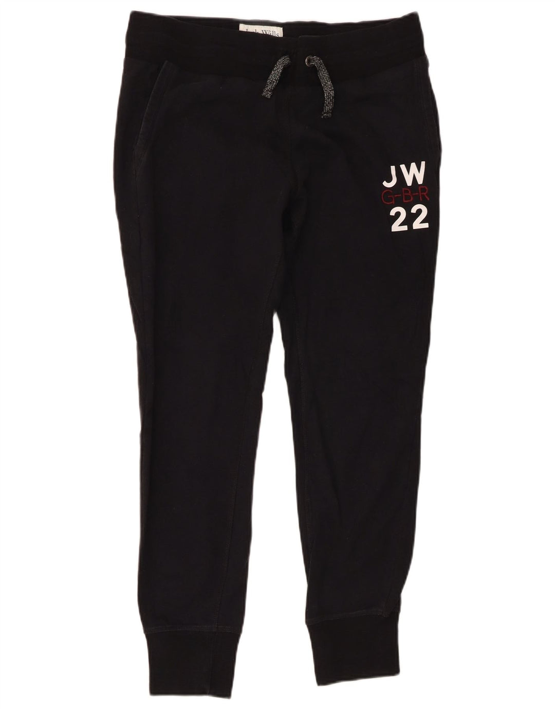 JACK WILLS Womens Graphic Tracksuit Trousers Joggers UK 12 Medium  Black