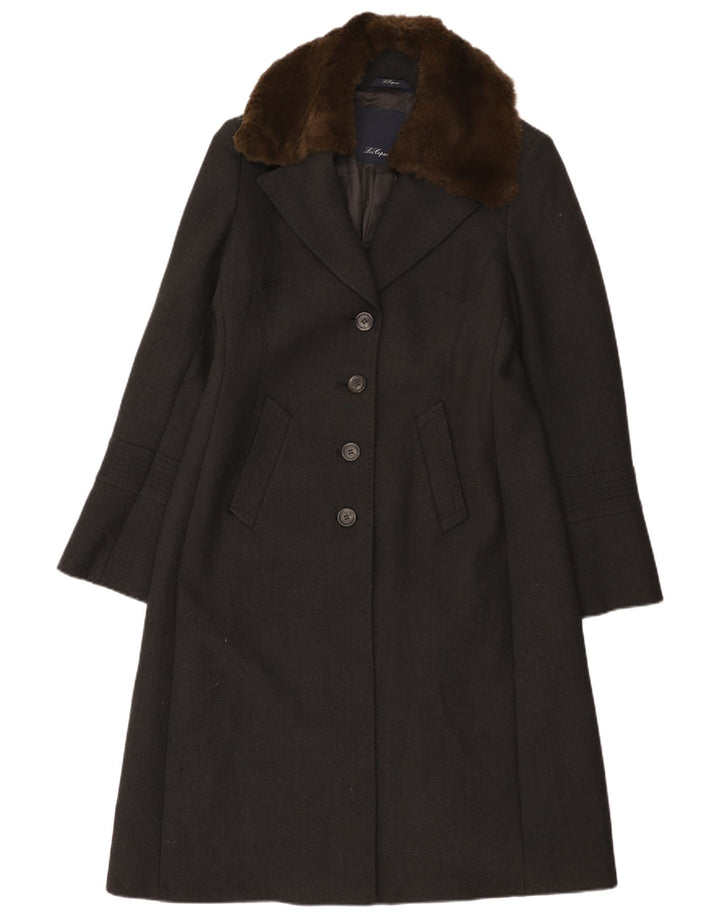 Les Copains Womens Overcoat IT 46 Large Grey Polyester