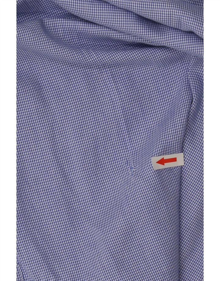 Massimo Dutti Mens Shirt Size 40 Medium Blue Houndstooth