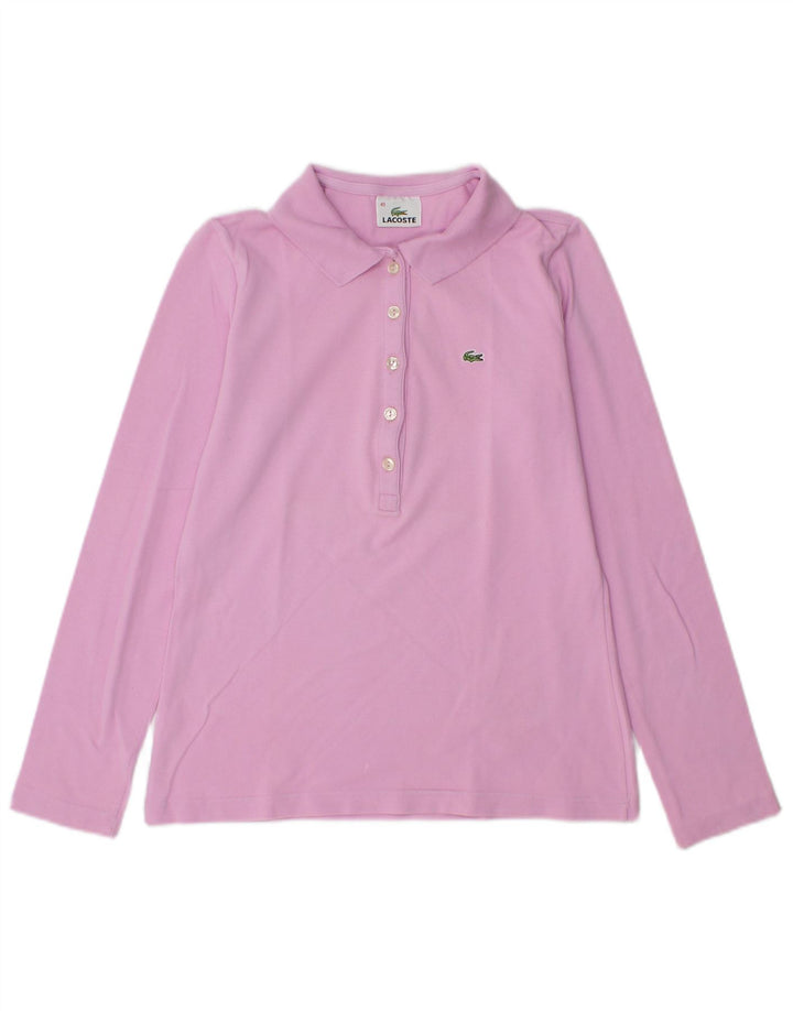Lacoste Womens Long Sleeve Polo Shirt Size 40 Medium Pink Cotton