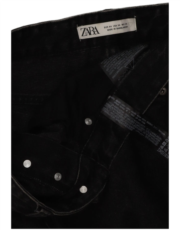 ZARA Mens Cropped Jeans EU 44 Large W34 L26 Black Cotton