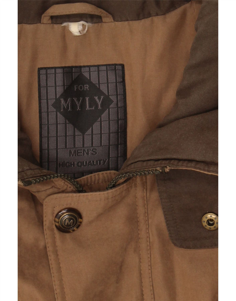 VINTAGE Mens Utility Jacket UK 42 XL Brown Polyester Vintage Vintage and Second-Hand Vintage from Messina Hembry 