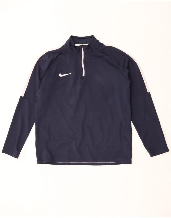 Nike Mens Dri Fit Pullover Tracksuit Top Medium Navy Blue Colourblock