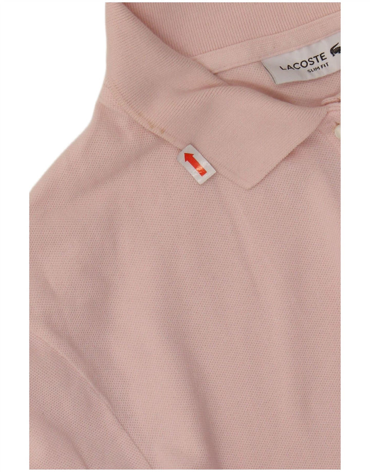 LACOSTE Womens Slim Fit Long Sleeve Polo Shirt Size 44 Large Pink Cotton