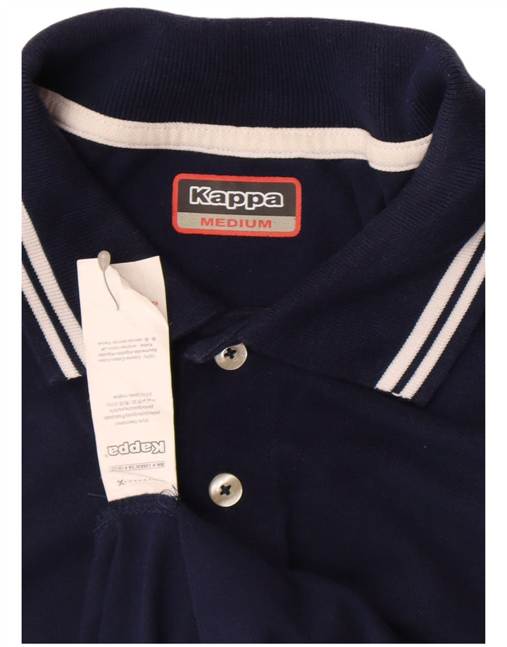 Kappa Mens Polo Shirt Medium Navy Blue Striped Cotton