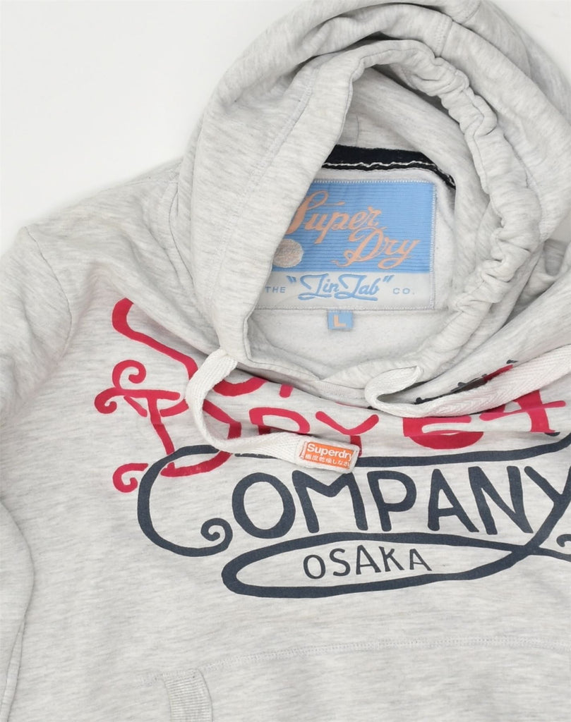 SUPERDRY Womens Graphic Hoodie Jumper UK 14 Large Grey Cotton | Vintage Superdry | Thrift | Second-Hand Superdry | Used Clothing | Messina Hembry 