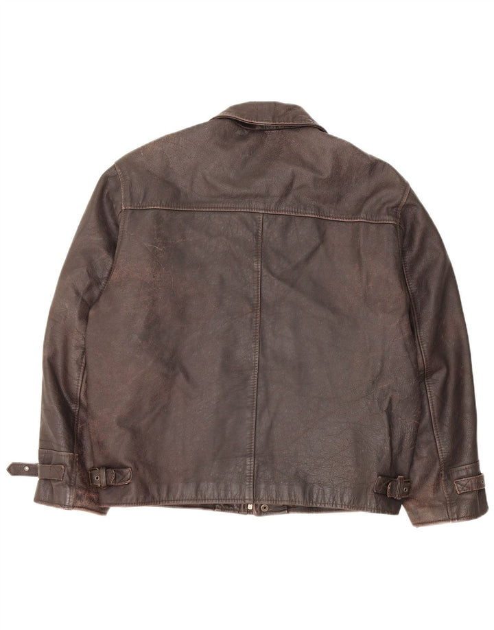 Vintage Mens Leather Jacket UK 40 Large Brown Leather