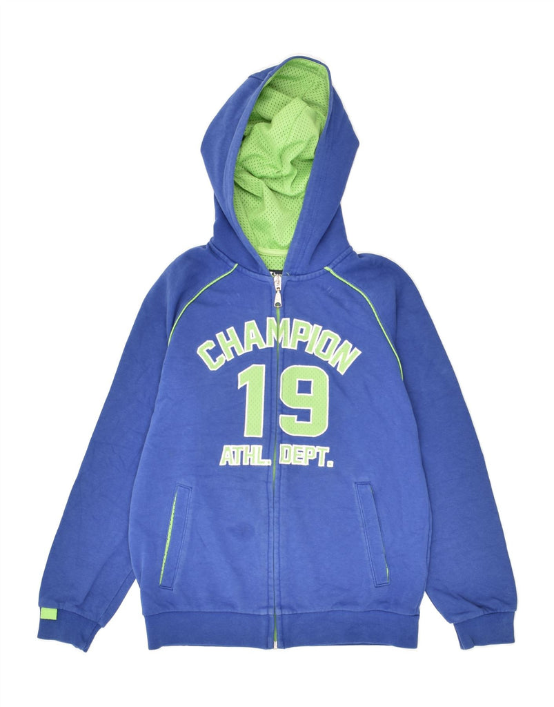 CHAMPION Boys Graphic Zip Hoodie Sweater 9-10 Years Medium  Blue Cotton | Vintage Champion | Thrift | Second-Hand Champion | Used Clothing | Messina Hembry 