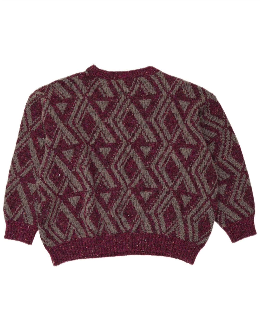 CHIC Womens Crew Neck Jumper Sweater IT 52 2XL Burgundy Geometric