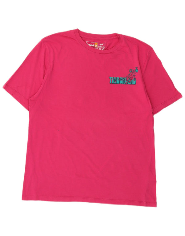 Timberland Mens Graphic T-Shirt Top Medium Pink