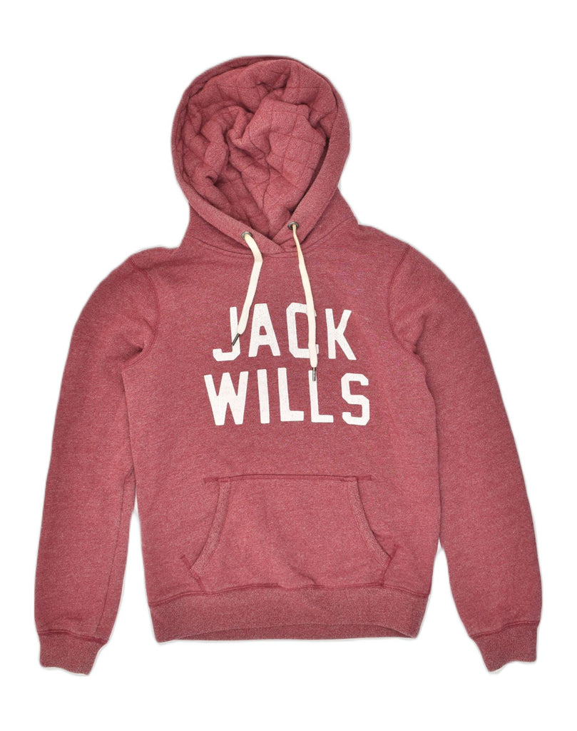 JACK WILLS Womens Graphic Hoodie Jumper UK 10 Small Red Cotton | Vintage Jack Wills | Thrift | Second-Hand Jack Wills | Used Clothing | Messina Hembry 