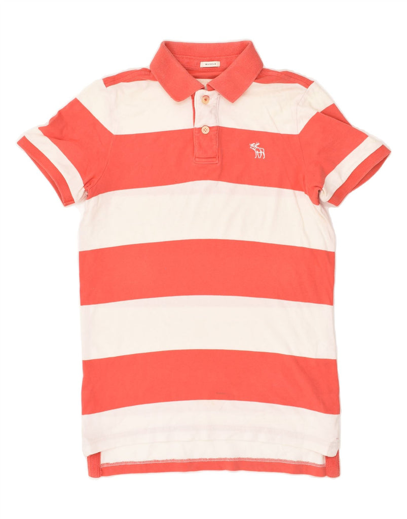 ABERCROMBIE & FITCH Mens Polo Shirt Medium Red Striped Cotton | Vintage Abercrombie & Fitch | Thrift | Second-Hand Abercrombie & Fitch | Used Clothing | Messina Hembry 