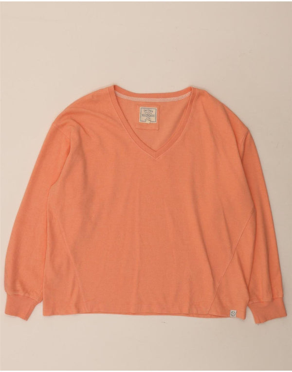 Fat Face Womens Oversized Top Long Sleeve UK 16 Large Orange Cotton