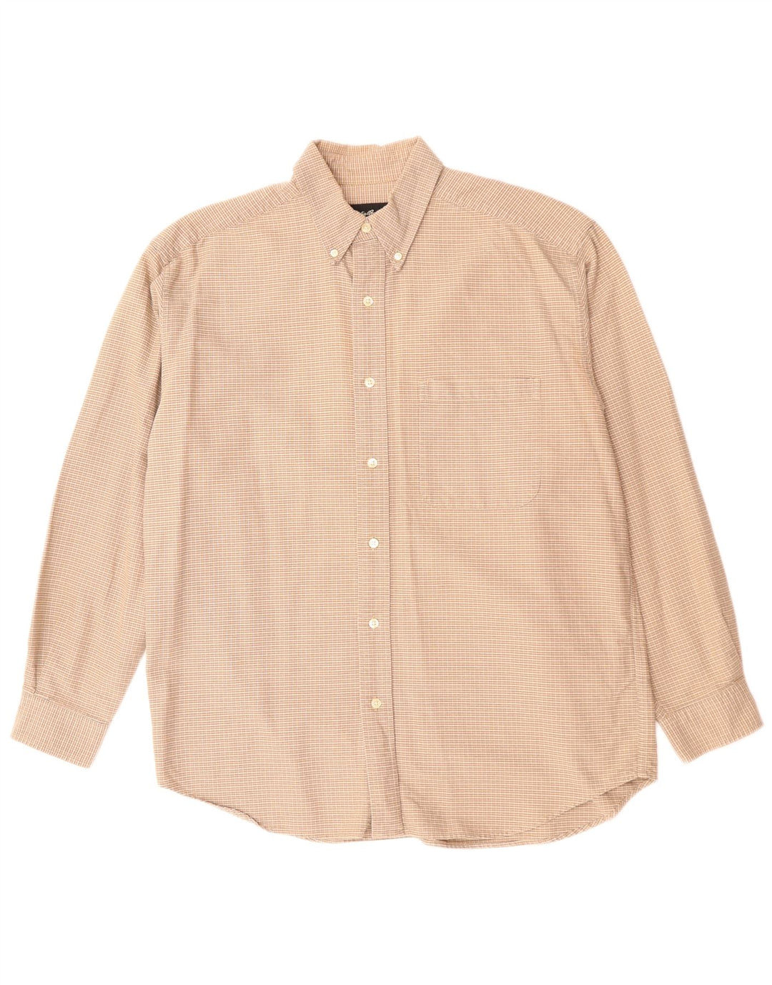 EDDIE BAUER Mens Shirt Large Beige Check Cotton