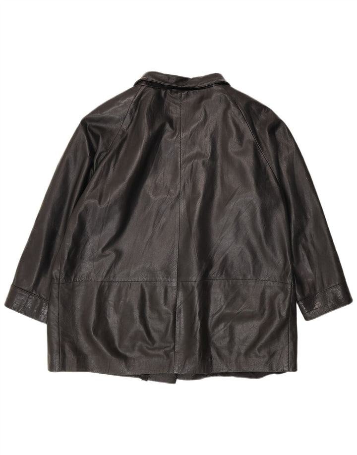 Vintage Womens 5 Button Leather Blazer Jacket IT 52 2XL Black