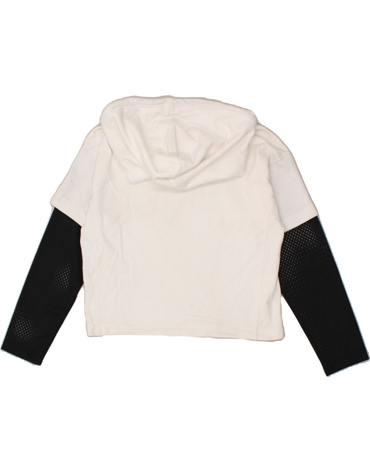 CHAMPION Womens Oversized Crop Graphic Hoodie Jumper UK 6 XS White Vintage Champion and Second-Hand Champion from Messina Hembry 