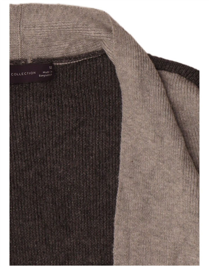 Marks & Spencer Womens Longline Cardigan Sweater UK 12 Medium Grey