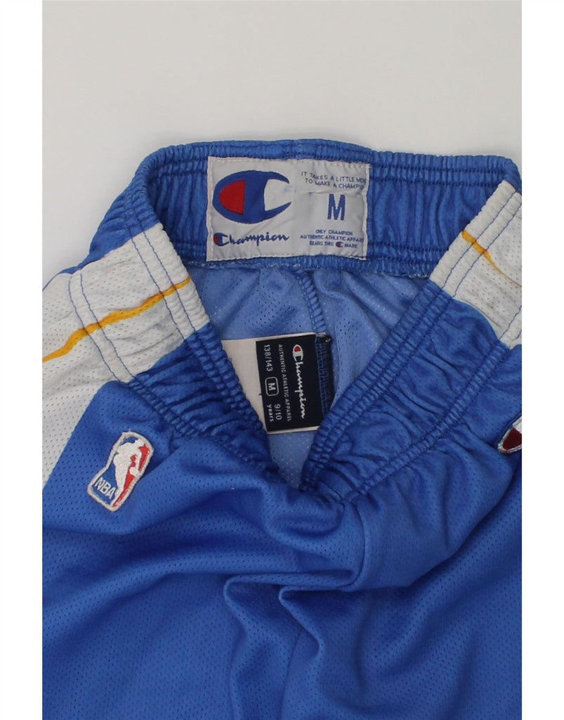 CHAMPION Boys NBA Graphic Sport Shorts 9-10 Years Medium Blue Colourblock | Vintage Champion | Thrift | Second-Hand Champion | Used Clothing | Messina Hembry 