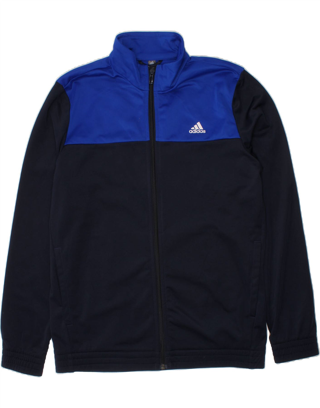 ADIDAS Boys Tracksuit Top Jacket 13-14 Years Navy Blue Colourblock Vintage Adidas and Second-Hand Adidas from Messina Hembry 