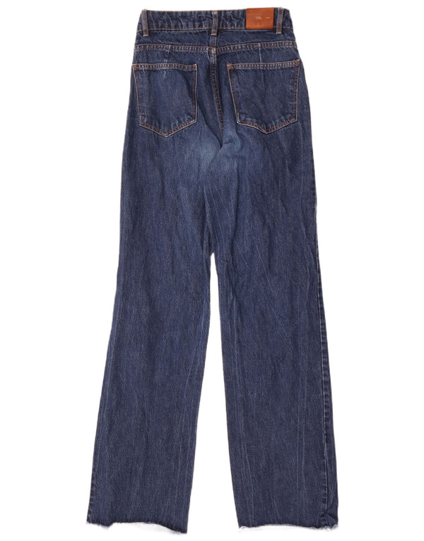 Zara Womens High Waist Wide Leg Jeans EU 36 XS W26 L33 Navy Blue Cotton
