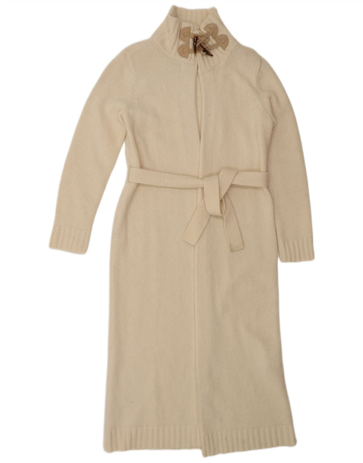 Ralph Lauren Womens Longline Cardigan Sweater UK 14 Medium Off White Wool