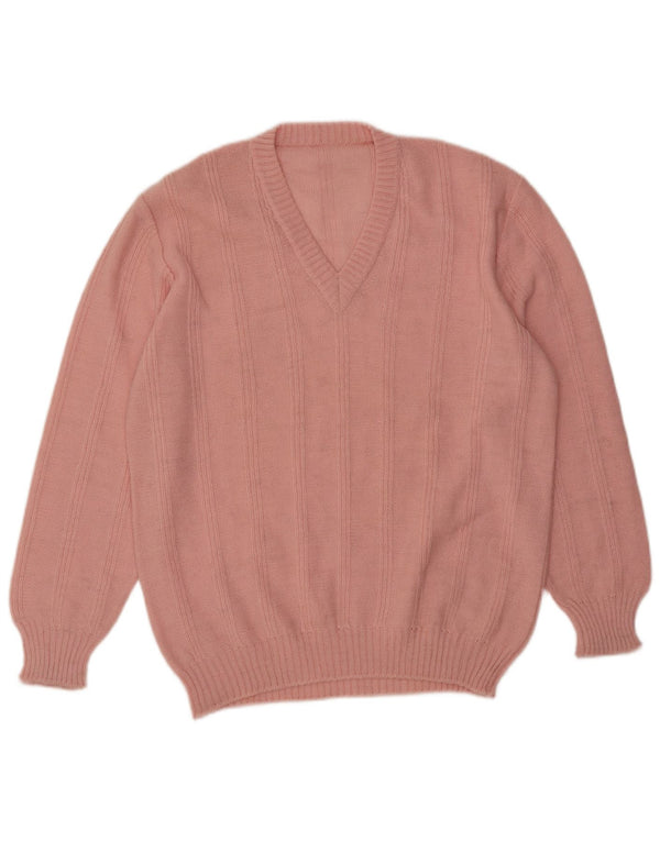 VINTAGE Womens V-Neck Jumper Sweater UK 18 XL Pink
