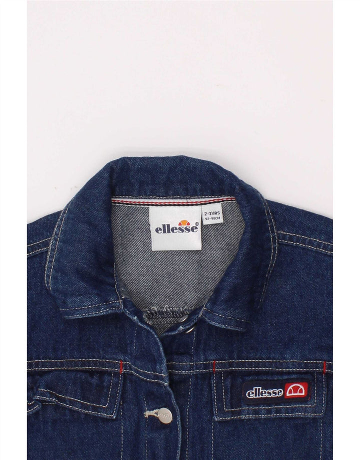 Ellesse Girls Graphic Denim Jacket 2-3 Years Navy Blue Cotton