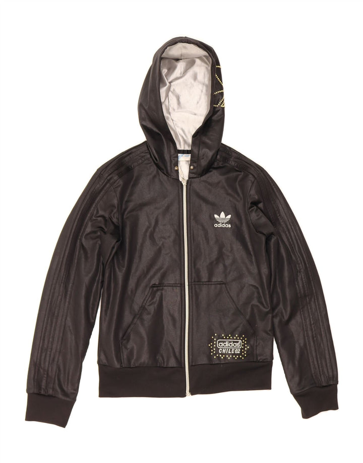 ADIDAS Womens Zip Hoodie Sweater EU 38 Medium Black Polyester Vintage Adidas and Second-Hand Adidas from Messina Hembry 