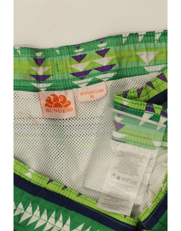 Sundek Mens Swimming Shorts XL  Green Geometric Polyester