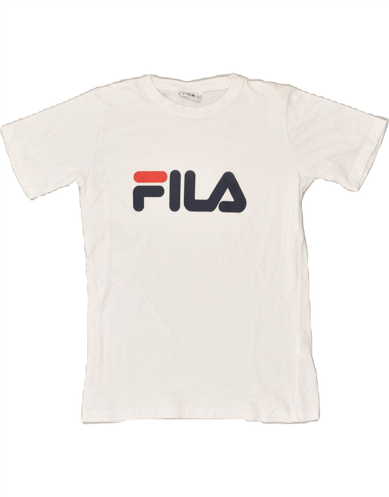 FILA Boys Graphic T-Shirt Top 11-12 Years White Cotton | Vintage Fila | Thrift | Second-Hand Fila | Used Clothing | Messina Hembry 