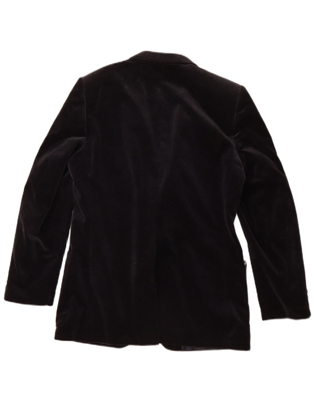 Vintage Mens Velvet Blazer Jacket UK 36 Small Navy Blue Houndstooth Cotton