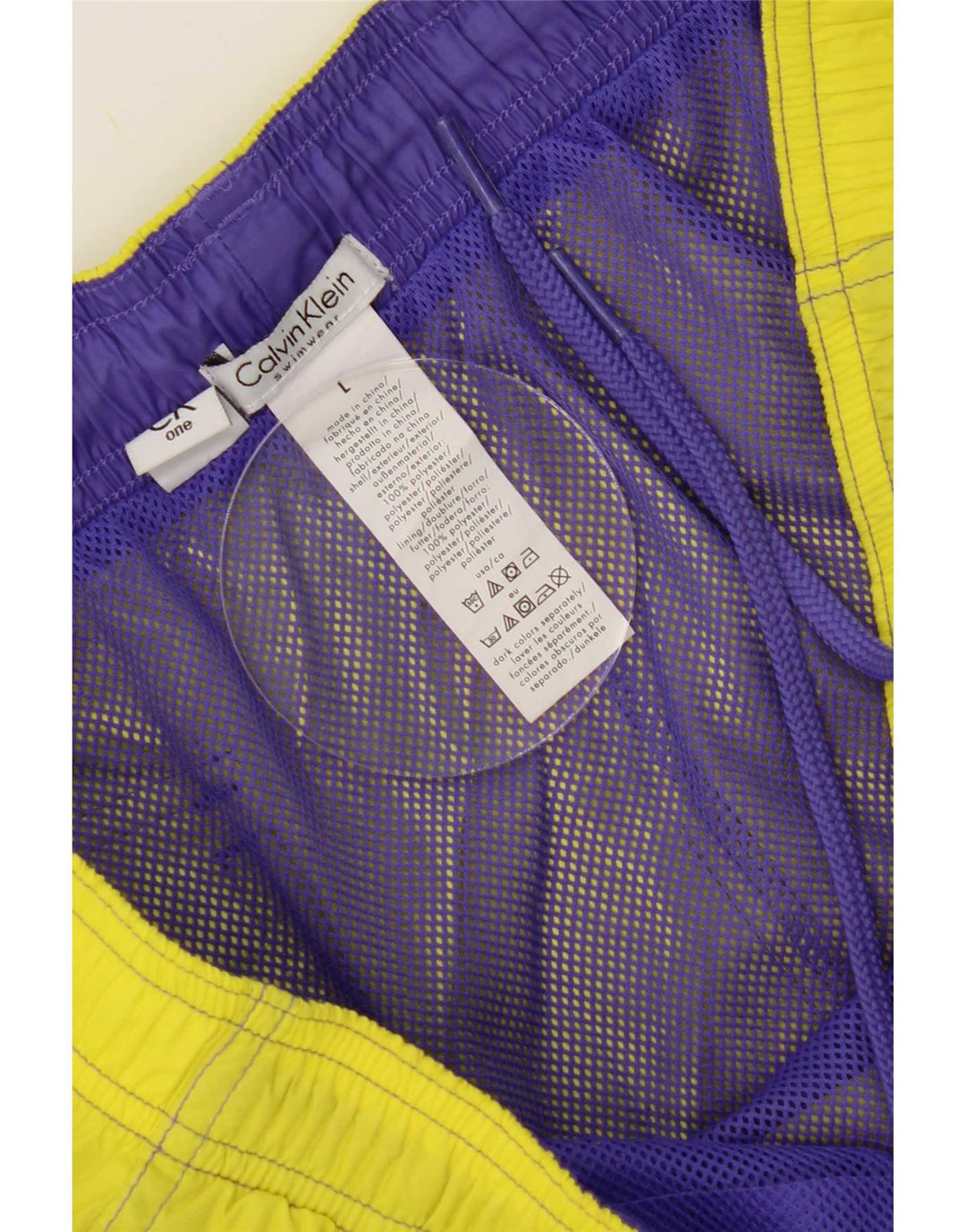 Calvin Klein Mens Graphic Swimming Shorts Large Yellow Polyester