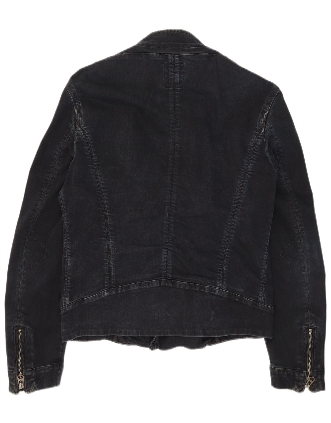 Guess Mens Denim Biker Jacket UK 36 Small Black Cotton