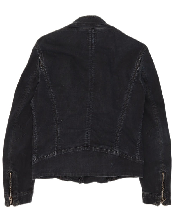 Guess Mens Denim Biker Jacket UK 36 Small Black Cotton