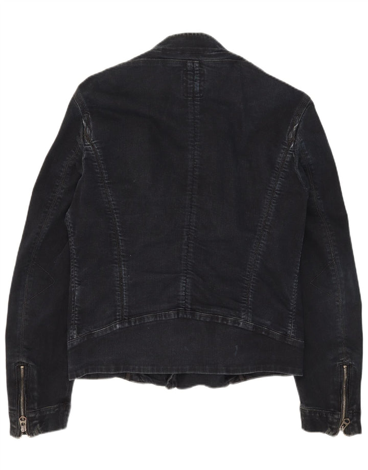 Guess Mens Denim Biker Jacket UK 36 Small Black Cotton