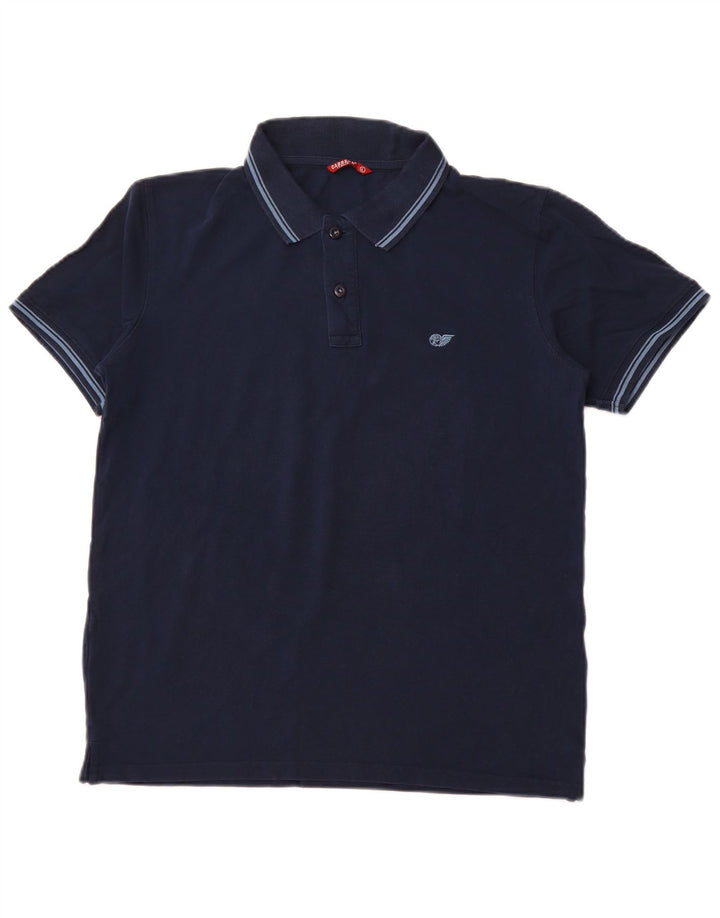 CARRERA Mens Polo Shirt Large Navy Blue Cotton