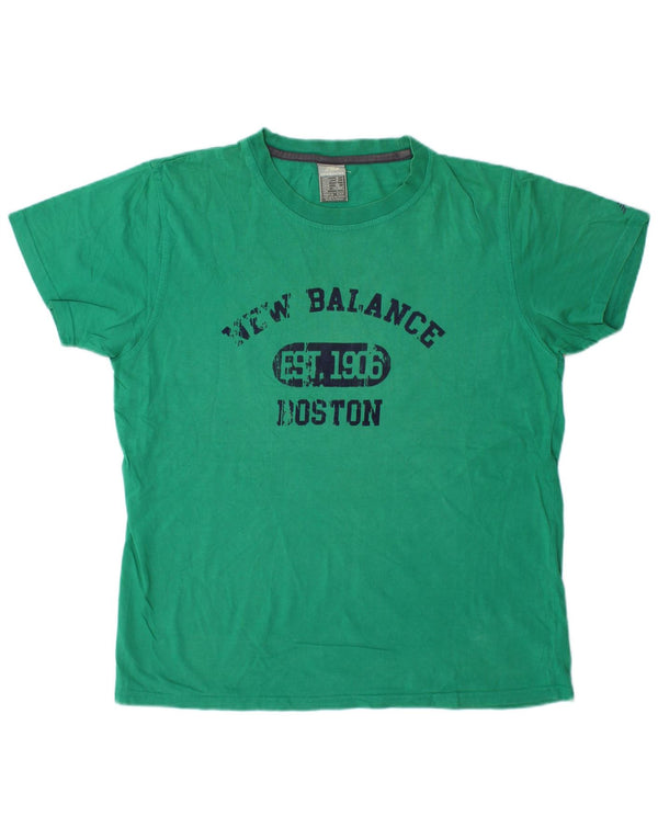 New Balance Mens Graphic T-Shirt Top Large Green Cotton