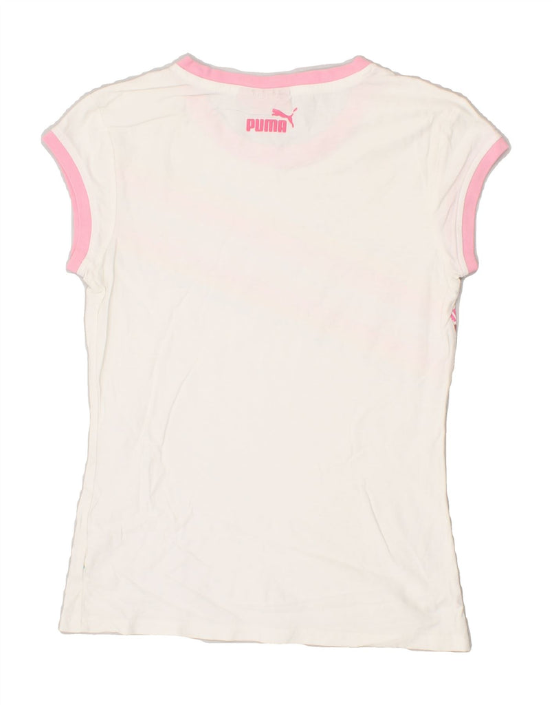 PUMA Womens Graphic T-Shirt Top UK 12 Medium White | Vintage Puma | Thrift | Second-Hand Puma | Used Clothing | Messina Hembry 