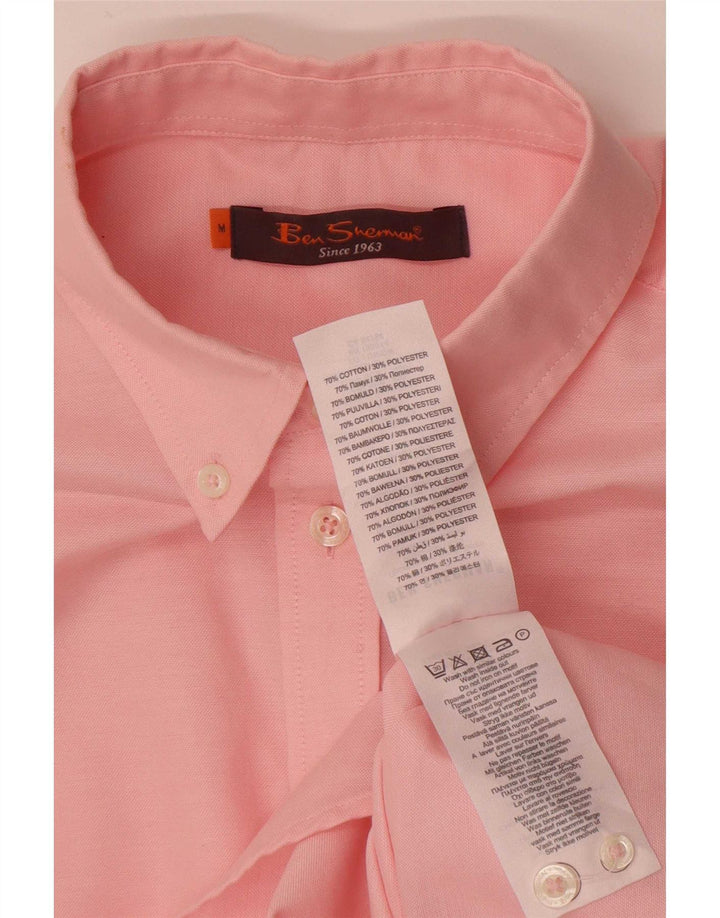 Ben Sherman Mens Short Sleeve Shirt Medium Pink Cotton