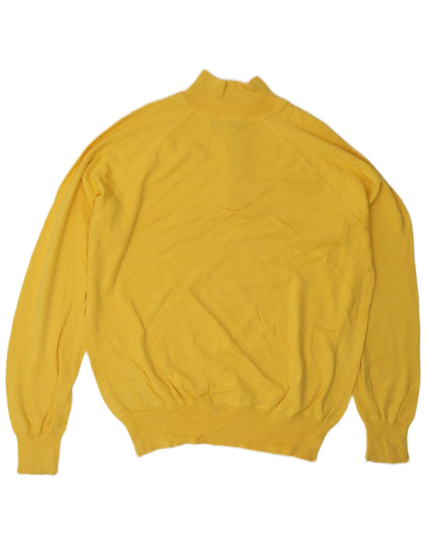 Sergio Tacchini Mens Zip Neck Jumper Sweater Large Yellow Cotton