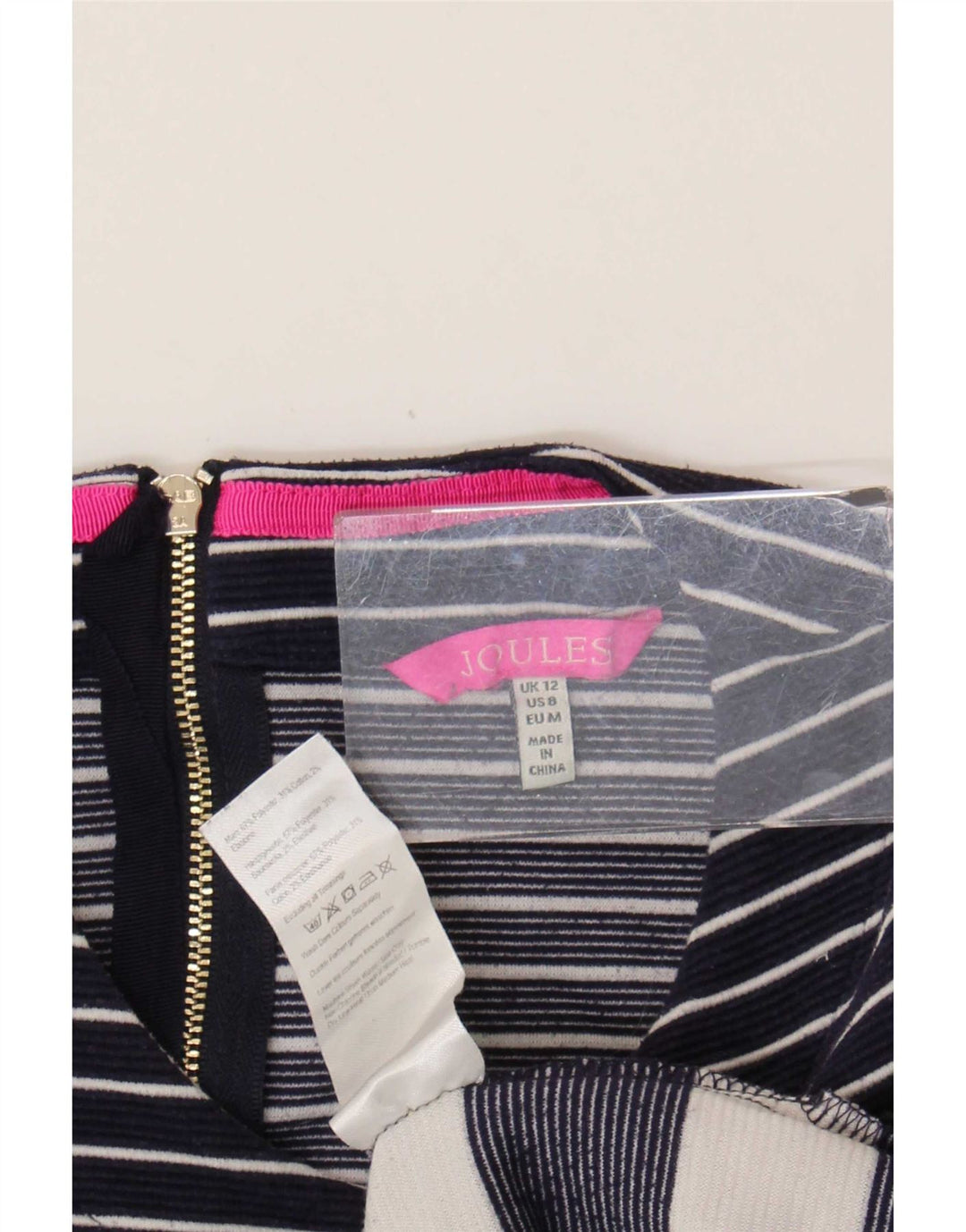 Joules Womens Basic Dress UK 12 Medium Navy Blue Striped Nautical